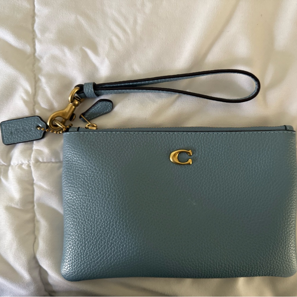 Coach Blue Leather Wristlet